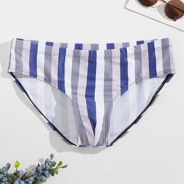 

Men Striped Print Swim Brief, Multicolor