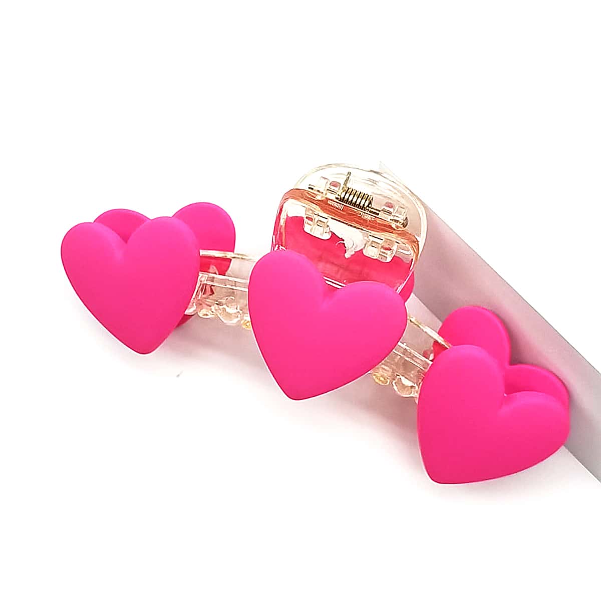 

Heart Decor Hair Claw, Hot pink