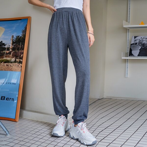 

Elastic Waist Solid Sweatpants, Dark grey