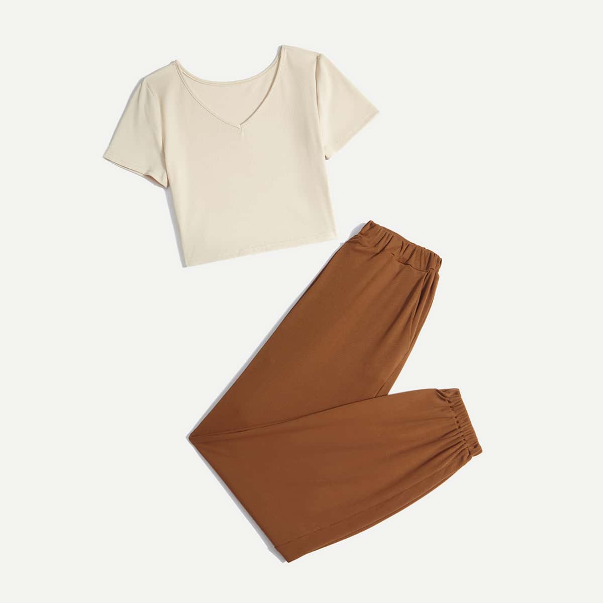 

Rib-Knit Tee & Hidden Pocket Pants, Multicolor