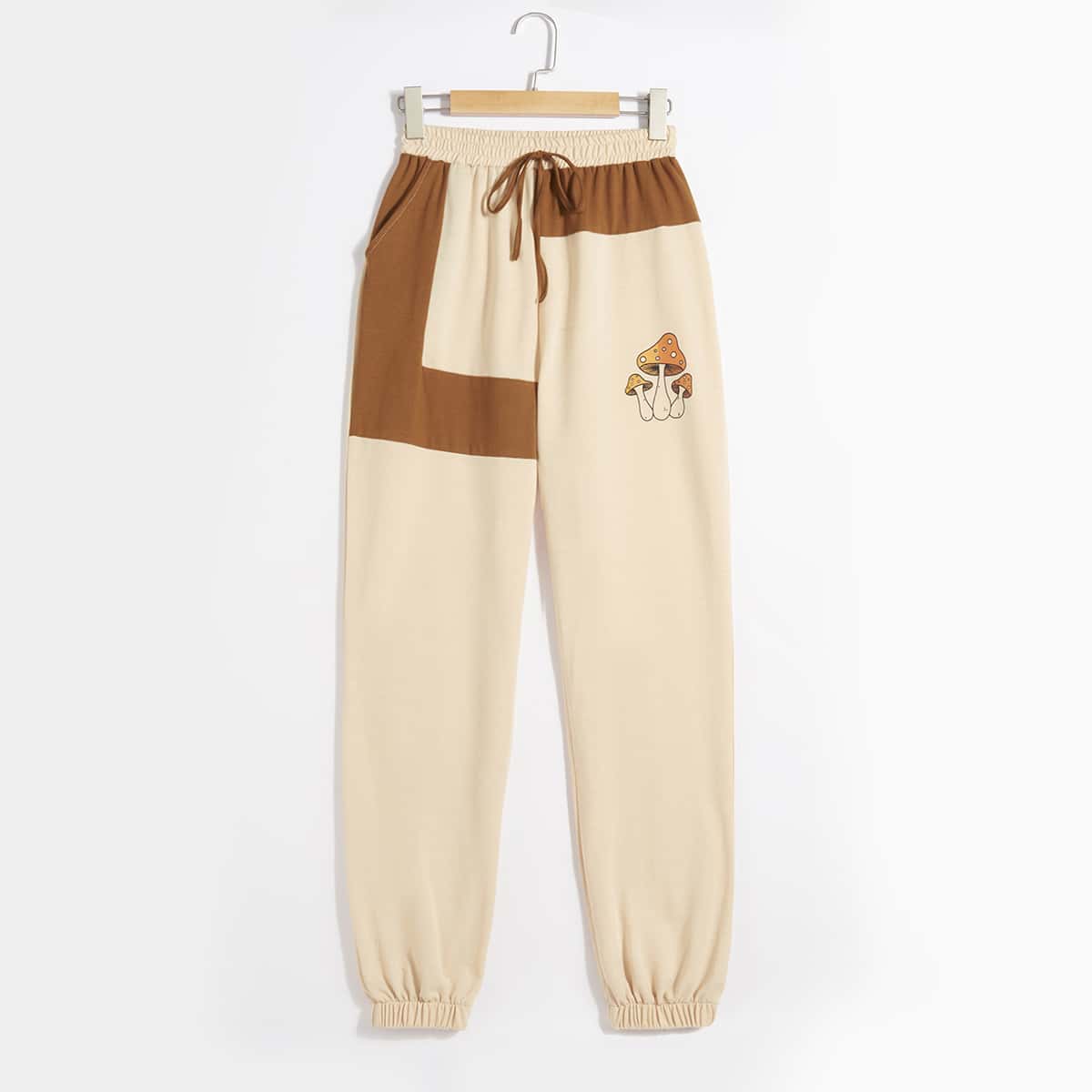 

Mushroom Print Colorblock Sweatpants, Multicolor
