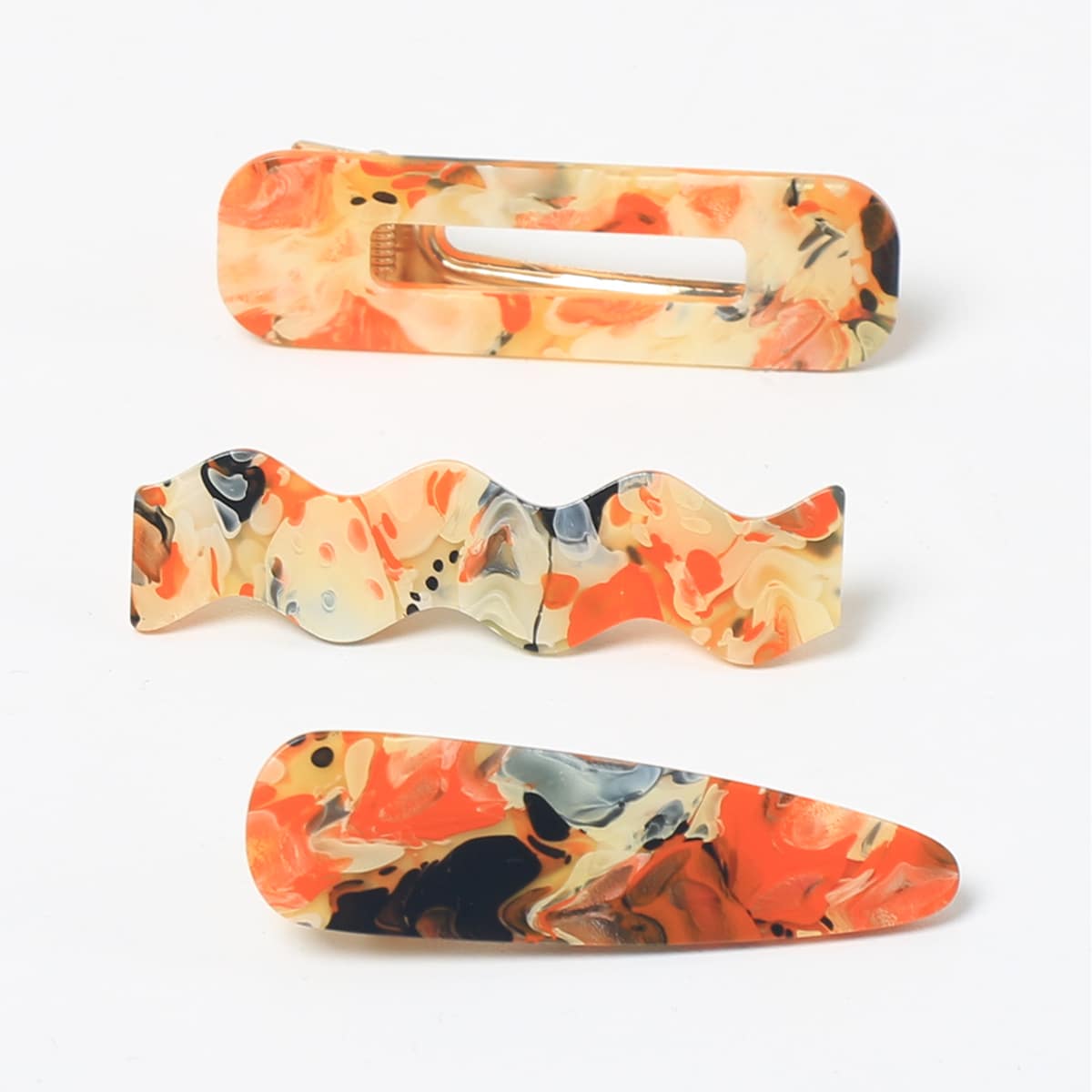 

3pcs Graphic Hair Clip, Multicolor