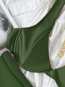 Underwire High Waisted Bikini - Army Green - View 4