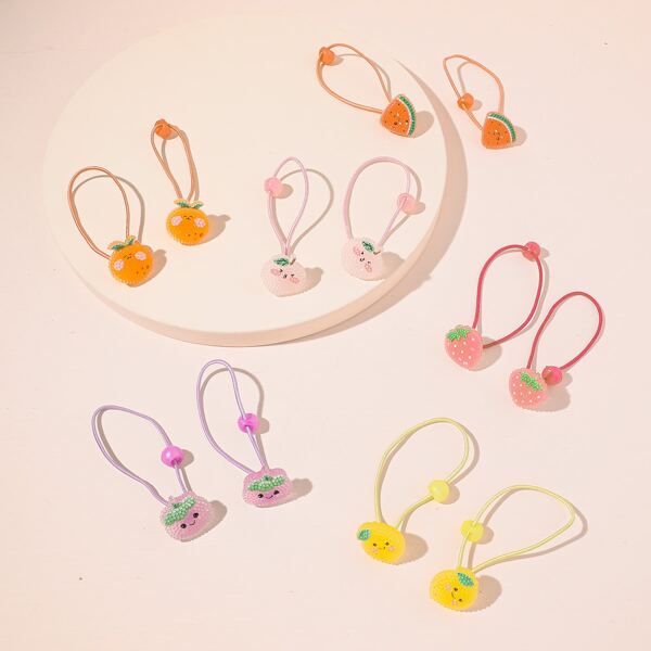 

12pcs Girls Fruit Decor Hair Tie, Multicolor