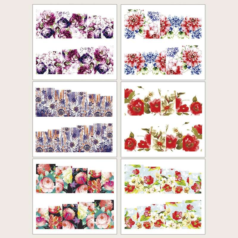 

6sheets Floral Nail Art Sticker, Multicolor
