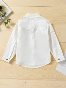 SHEIN Toddler Boys Mock Neck Button Up Shirt - White - View 2