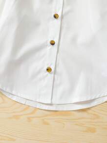 SHEIN Toddler Boys Mock Neck Button Up Shirt - White - View 5