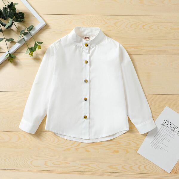

Toddler Boys Mock Neck Button Up Shirt, White