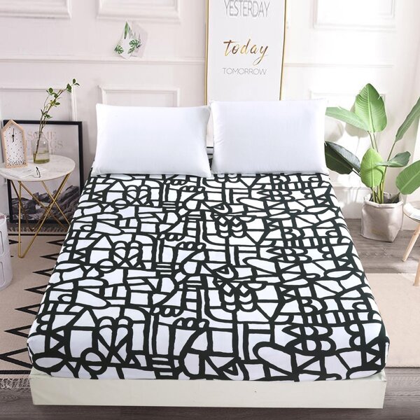 

Abstract Pattern Fitted Sheet, Black and white