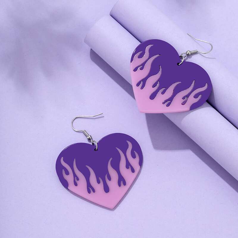 

Heart Charm Earrings, Violet purple