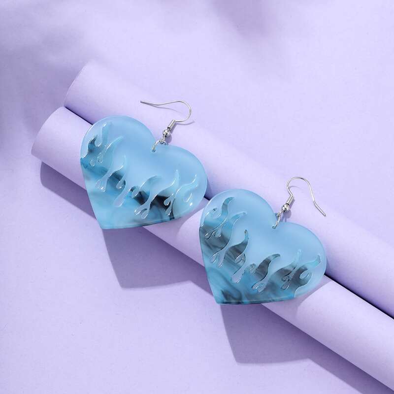 

Heart Charm Earrings, Baby blue