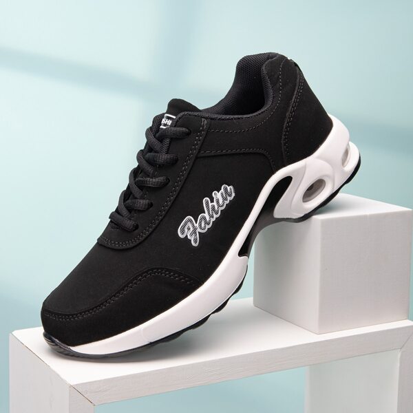 

Minimalist Letter Graphic Lace-up Front Running Shoes, Black