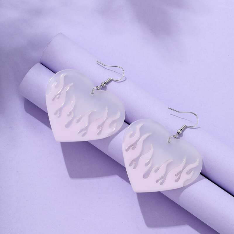 

Heart Drop Earrings, Grey
