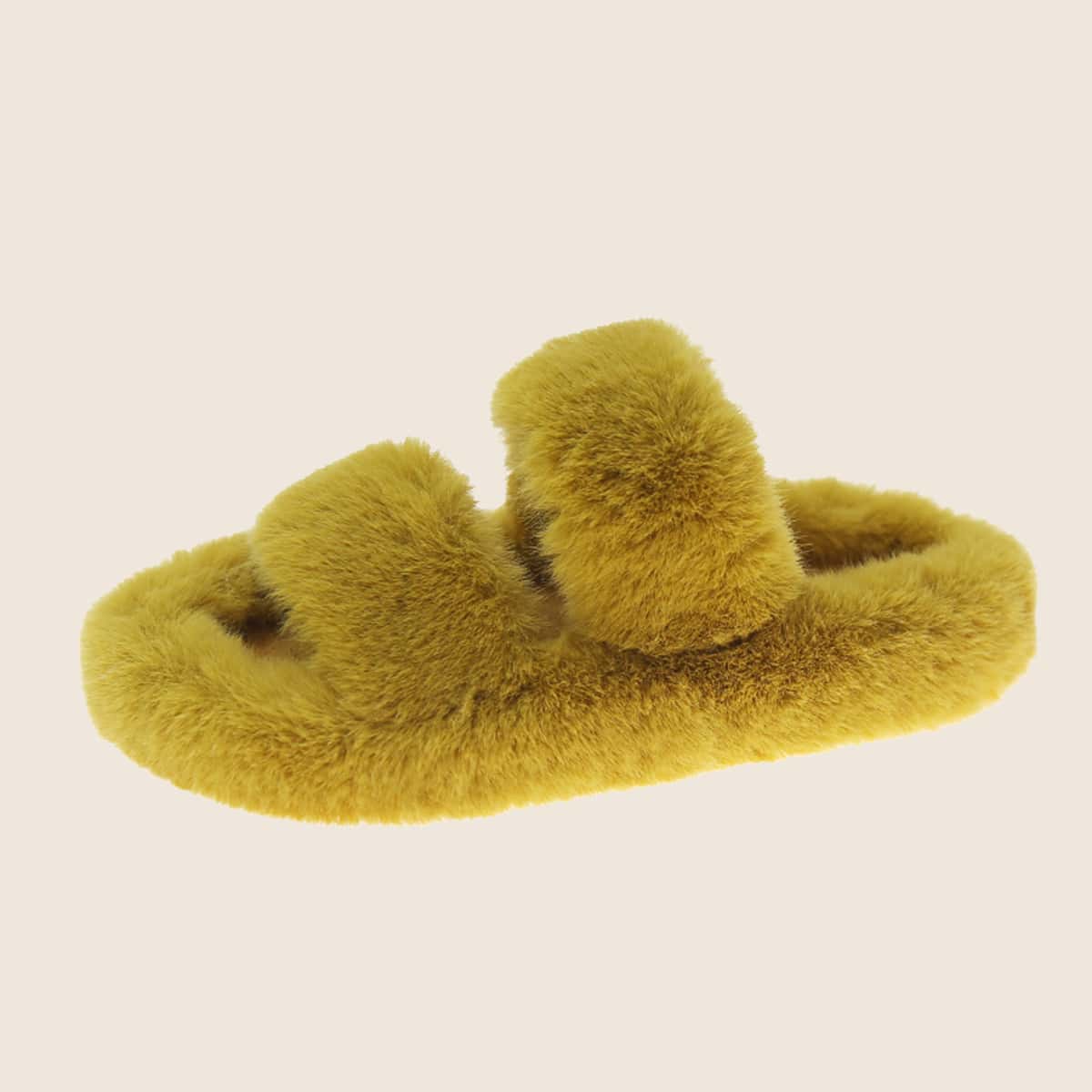 

Minimalist Fluffy Slippers, Yellow