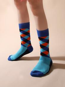 Men Geometric Pattern Crew Socks - Multicolor - View 1