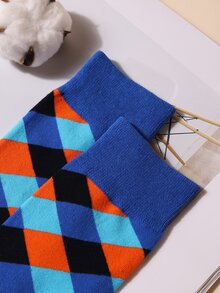 Men Geometric Pattern Crew Socks - Multicolor - View 3