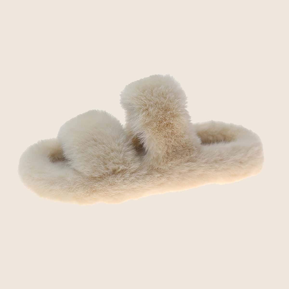 

Minimalist Fluffy Slippers, White
