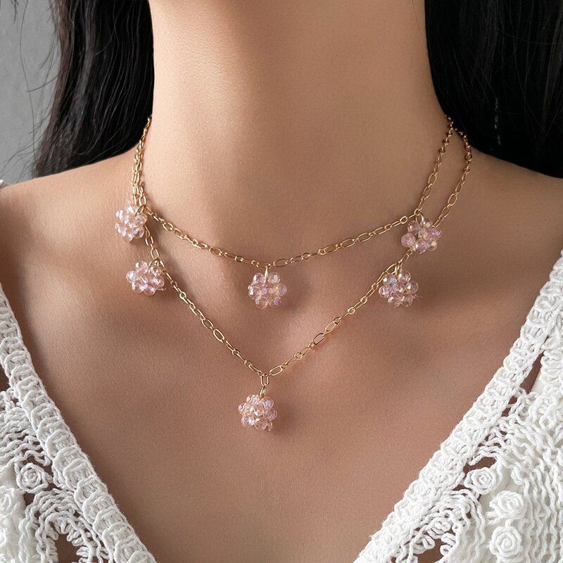 

Floral Beaded Chain Necklace, Gold