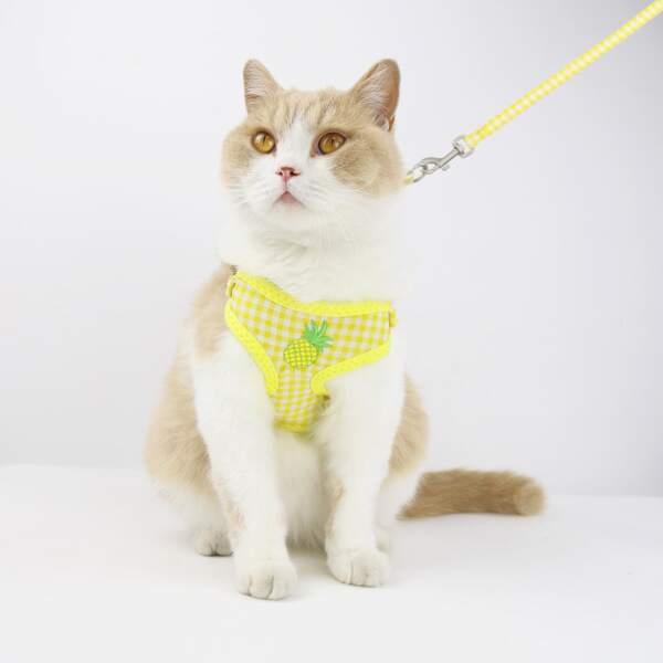 

1pc Pineapple Pet Harness & 1pc Leash & 1pc Bag, Yellow