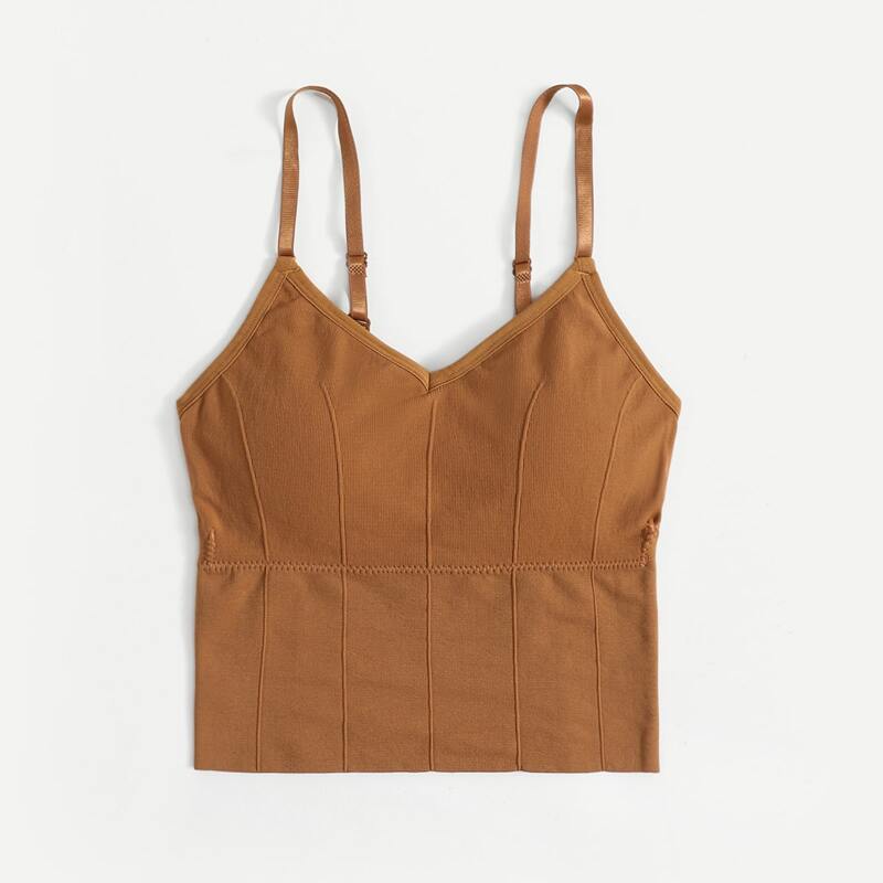 

Solid Longline Bra, Brown