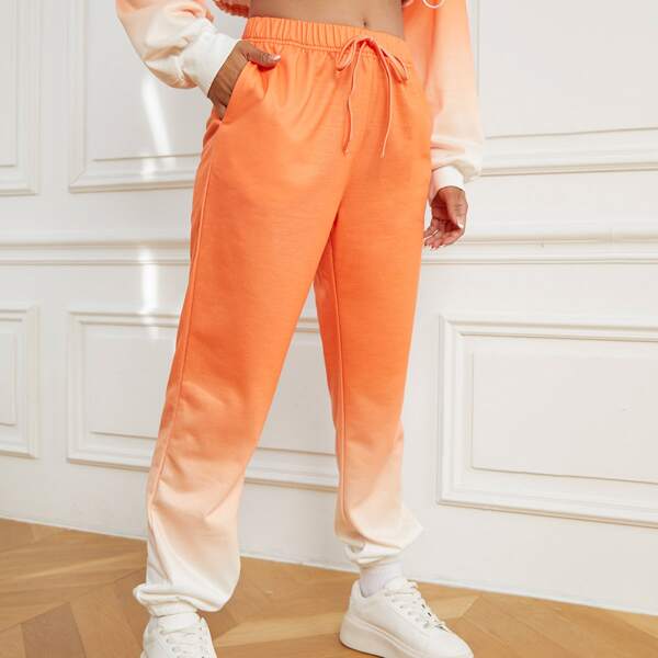 

Ombre Elastic Waist Knot Front Sweatpants, Orange