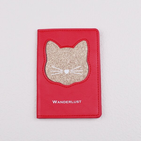 

Cat Graphic Passport Case, Red