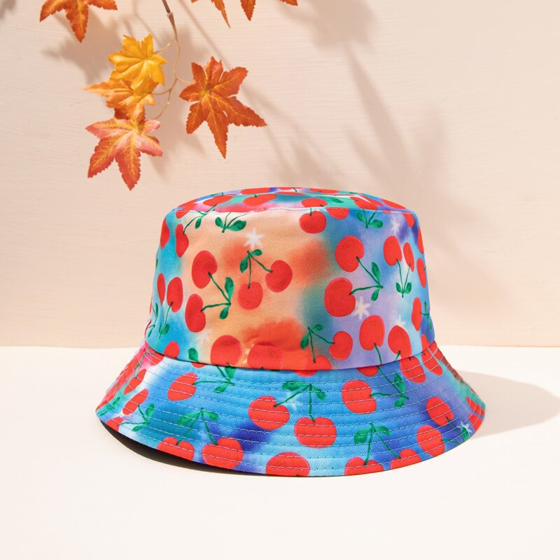 

Cherry Pattern Bucket Hat, Multicolor