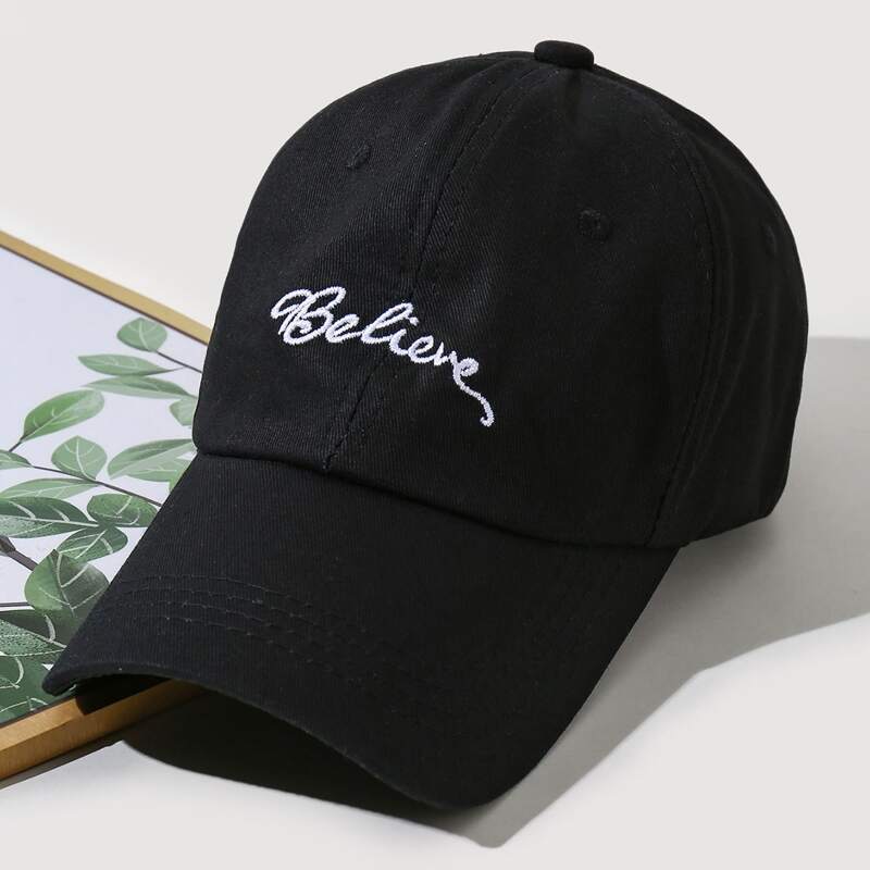

Letter Embroidery Baseball Cap, Black