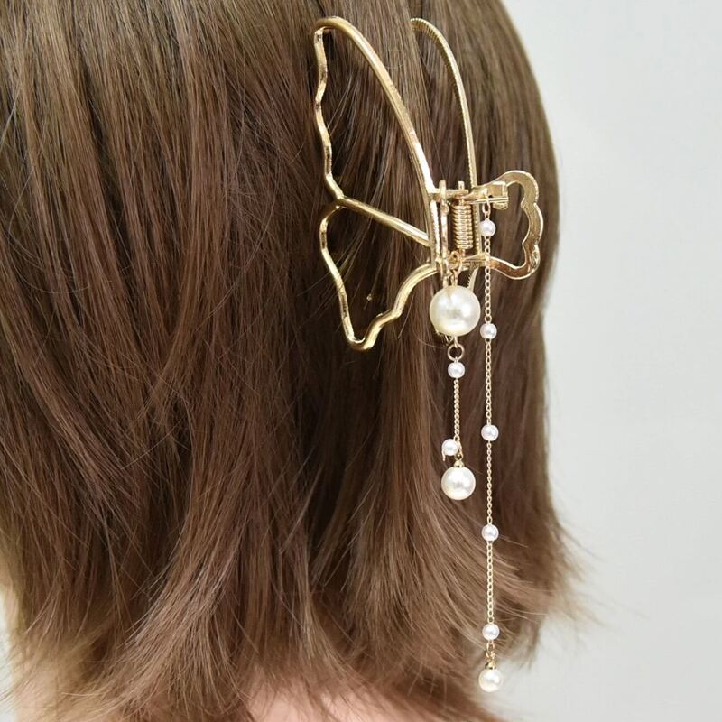 

Faux Pearl Decor Hair Claw, Gold