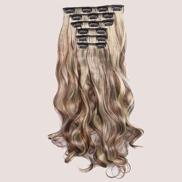 

16pcs Clip In Curly Hairpiece, Ombre