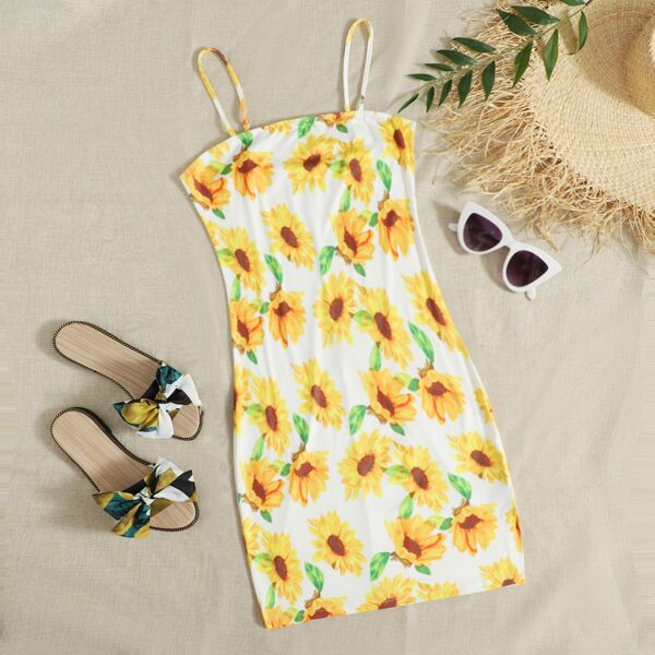 

Plus Sunflower Print Cami Dress, Multicolor