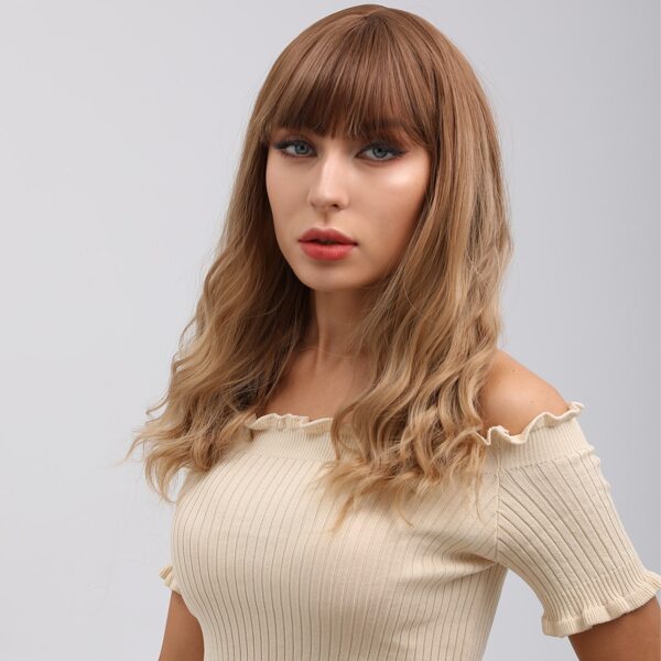 

Natural Curly Wig With Bangs, Ombre
