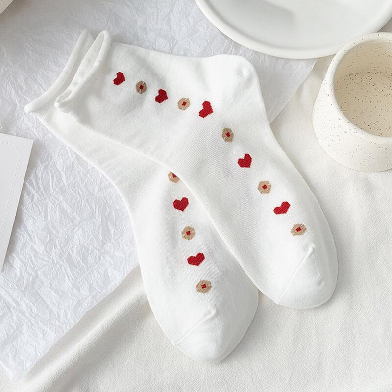 

Heart Pattern Crew Socks, White