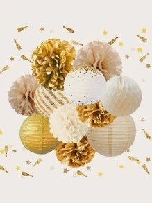 11 cái Hoa giấy & Bộ đèn lồng giấy - Nhiều màu - Xem 1