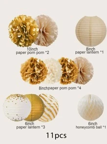 11 cái Hoa giấy & Bộ đèn lồng giấy - Nhiều màu - Xem 2