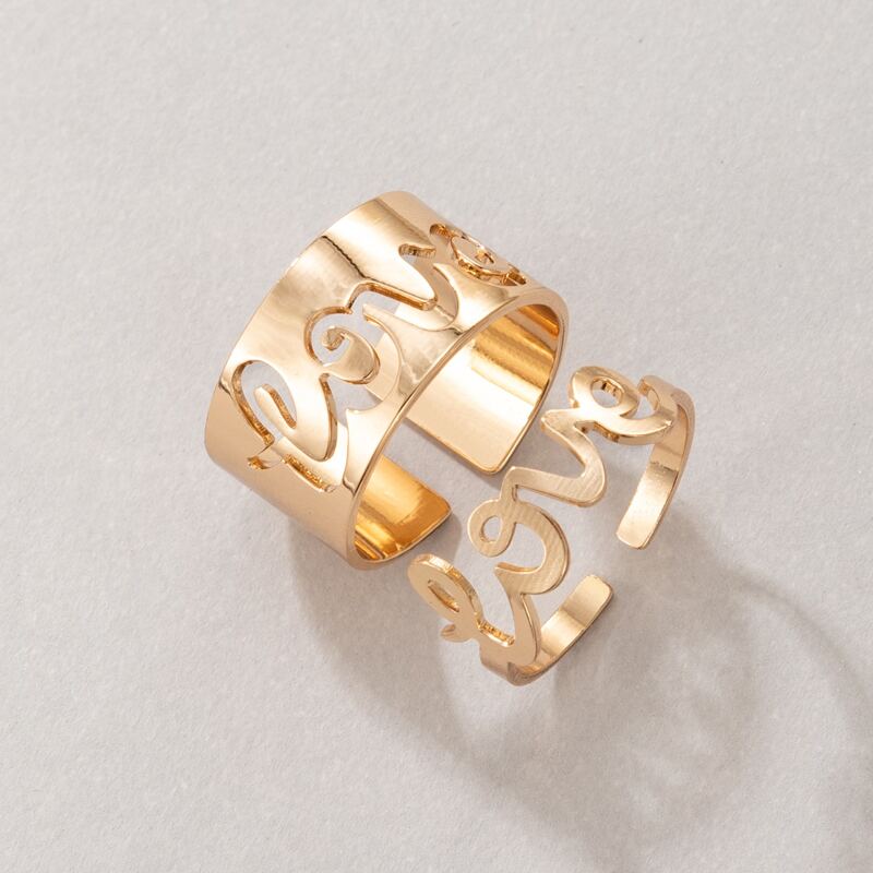 

2pcs Hollow Out Ring, Gold
