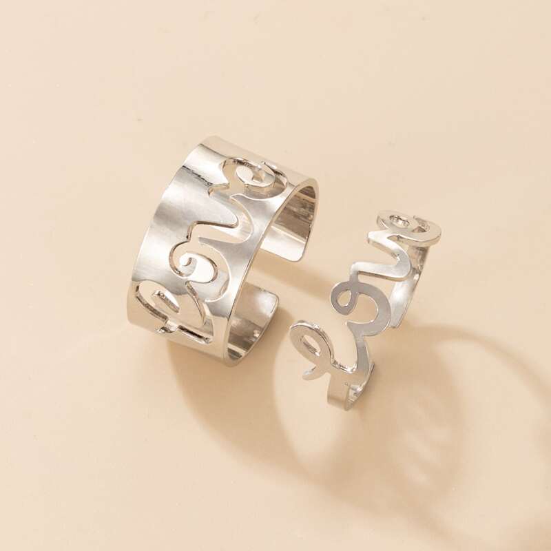 

2pcs Hollow Out Ring, Silver