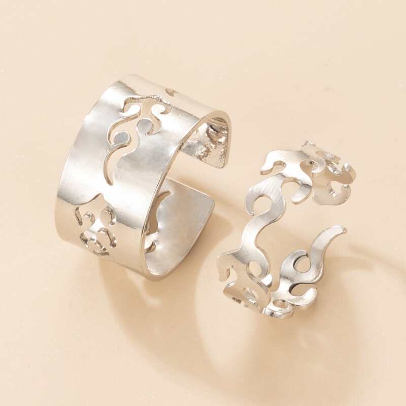 

2pcs Hollow Out Ring, Silver