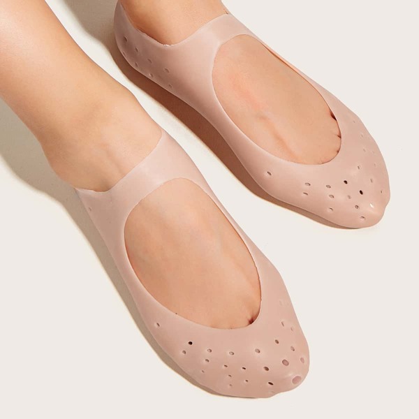

1pair Silicone Moisturizing Socks, Apricot