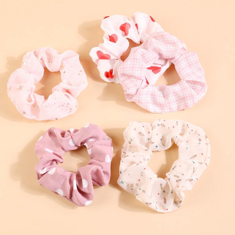 

5pcs Plaid Pattern Scrunchie, Multicolor