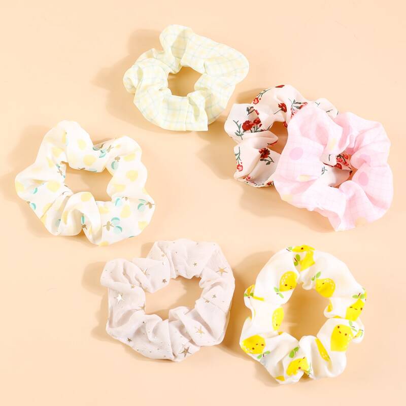 

6pcs Floral Pattern Scrunchie, Multicolor