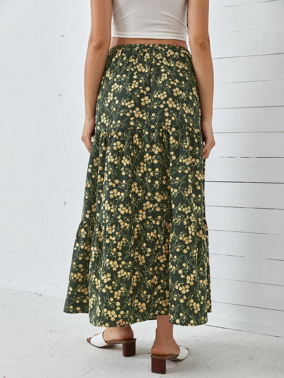 Maternity Ditsy Floral Ruffle Hem Skirt
