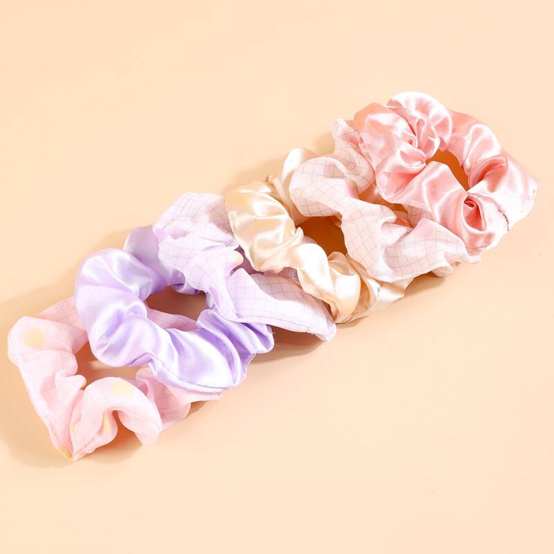 

6pcs Plaid Pattern Scrunchie, Multicolor