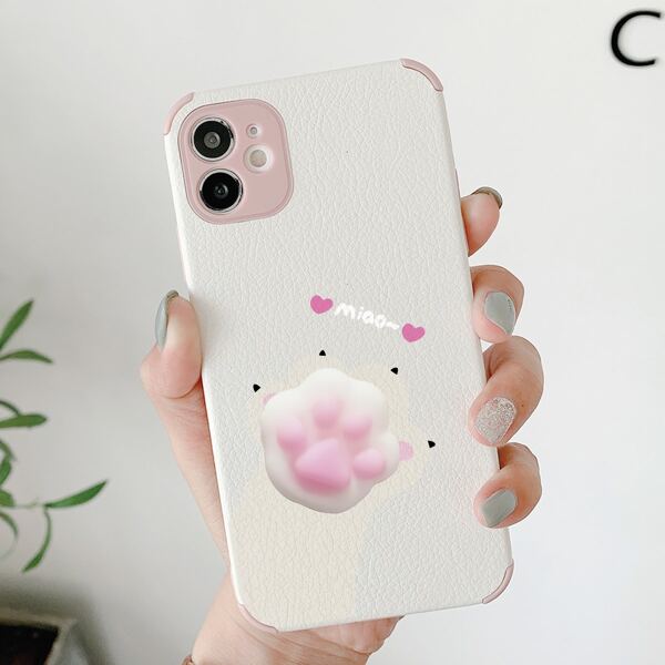 

Cat Claw Print Phone Case, Pink