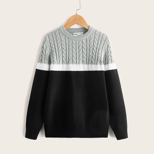 

Boys Colorblock Cable Knit Sweater, Multicolor