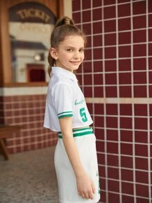 SHEIN Girls 1pc Letter Graphic Blouse - White - View 2