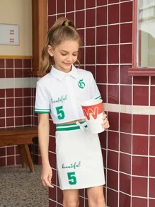 SHEIN Girls 1pc Letter Graphic Blouse - White - View 1