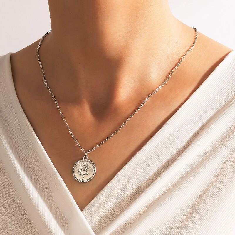 

Geo Pendant Chain Necklace, Silver