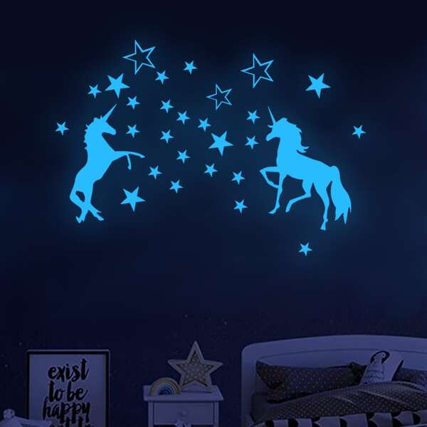 

Unicorn Print Glow Sticker, Blue