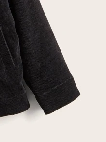 SHEIN Boys Flap Detail Drop Shoulder Borg Collar Jacket - Black - View 4